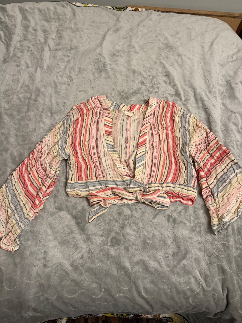 Striped Tie-Front Crop Top in Multicolor